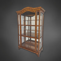 Dreiseitig verglaste Biedermeier-Vitrine aus Nussbaum, 2. Hälfte 19. Jahrhundert