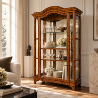 Dreiseitig verglaste Biedermeier-Vitrine aus Nussbaum, 2. Hälfte 19. Jahrhundert