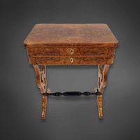 Lyra Biedermeier Salontisch um 1840 Nussbaum - Salontisch