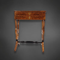 Lyra Biedermeier Salontisch um 1840 Nussbaum - Salontisch