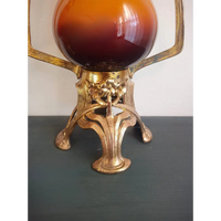 Französische Jugendstil-Keramikvase mit Metallmontierung