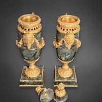 Paar Cassoletten im Louis-XVI-Stil grüner Marmor