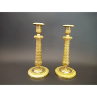 Paar vergoldete Kerzenleuchter um 1850 - Leuchten