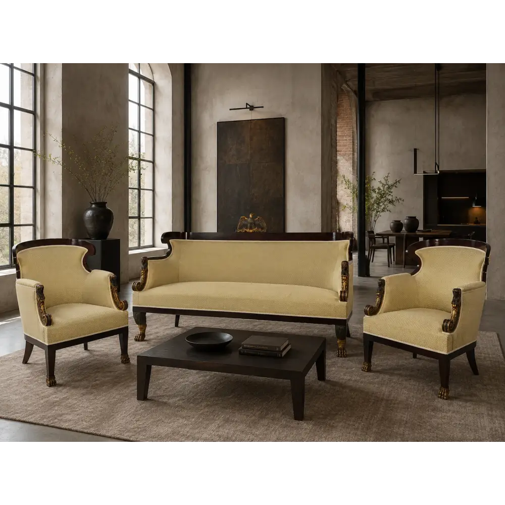 Wiener Biedermeier-Sitzgruppe: Sofa und zwei Sessel