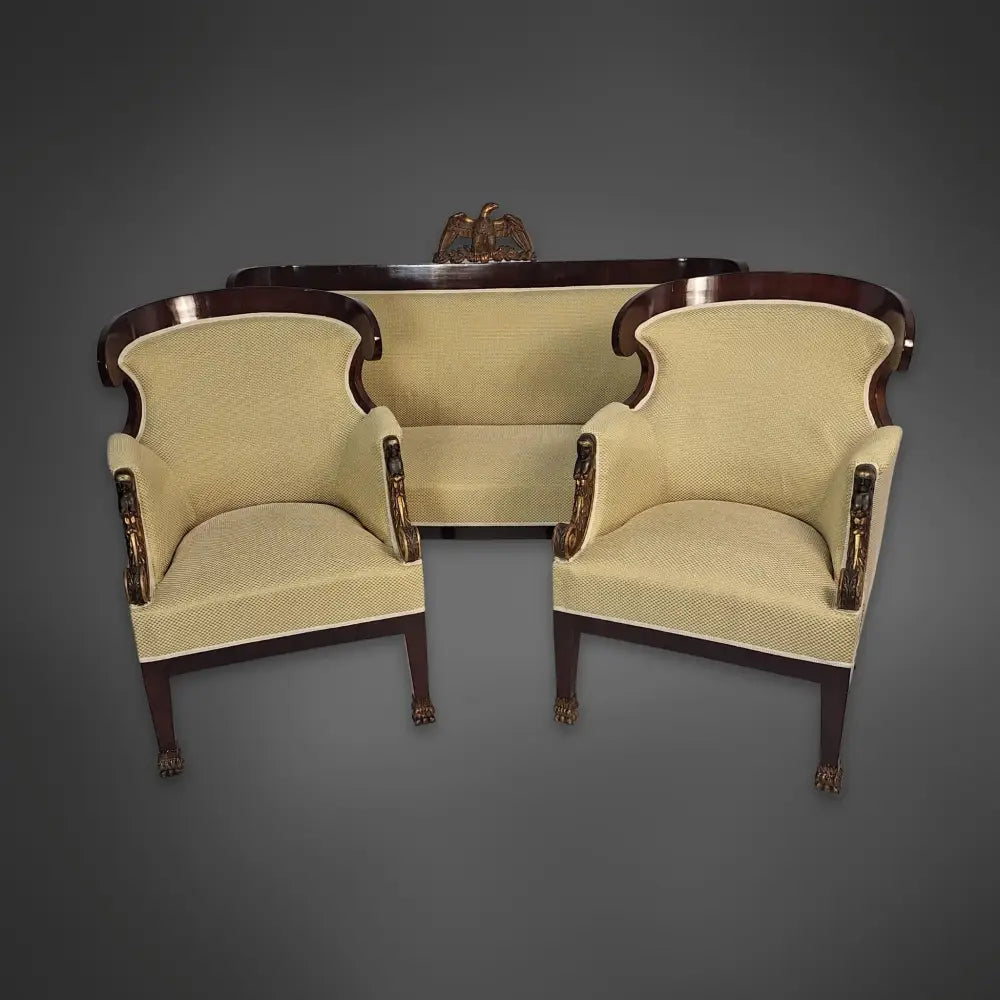 Wiener Biedermeier-Sitzgruppe: Sofa und zwei Sessel