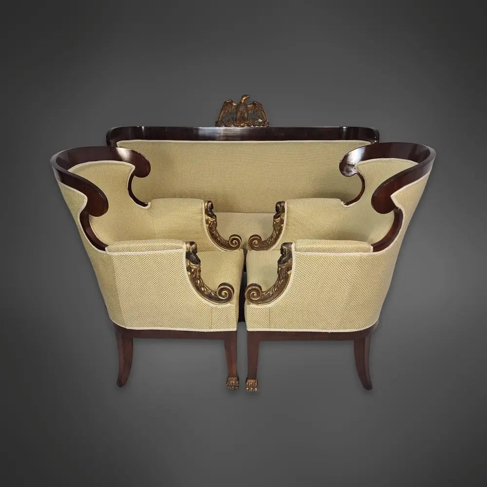 Wiener Biedermeier-Sitzgruppe: Sofa und zwei Sessel