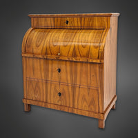 Biedermeier-Zylindersekretär aus Nussbaum, Süddeutschland um 1825–1830