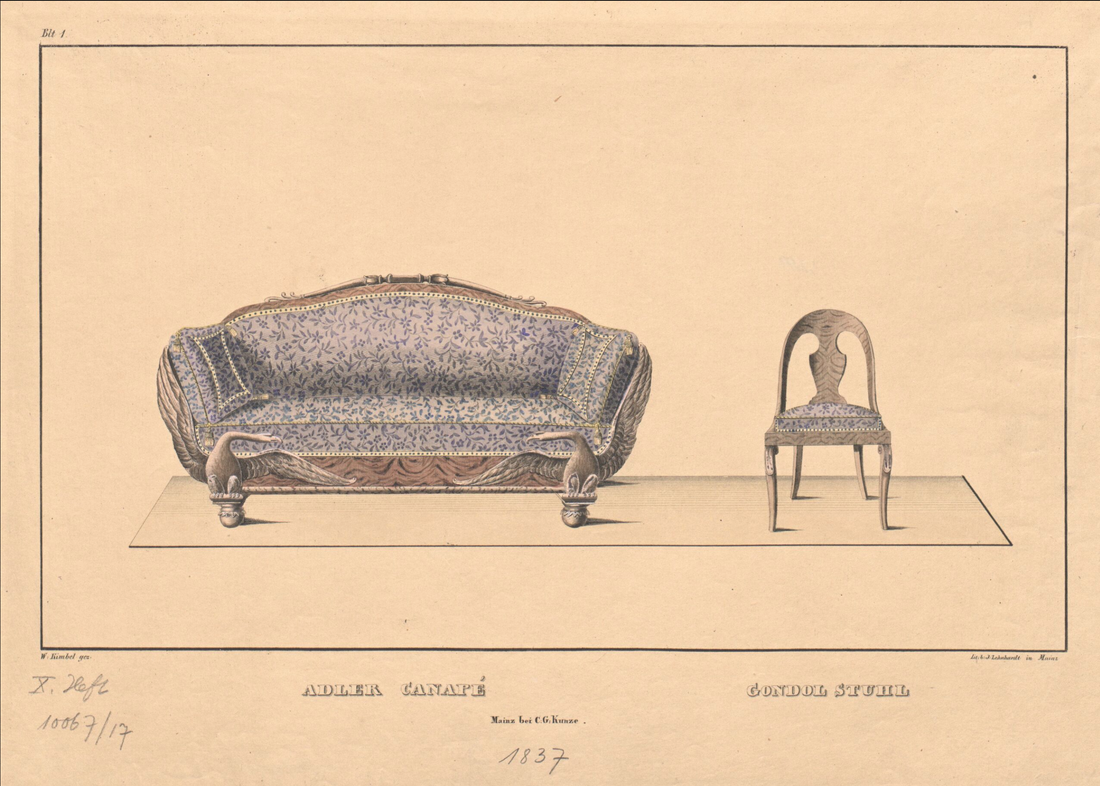 Adler-Canapé von Wilhelm Kimbel, Mainz um 1830 – Spätempire-Sofa aus Mahagoni