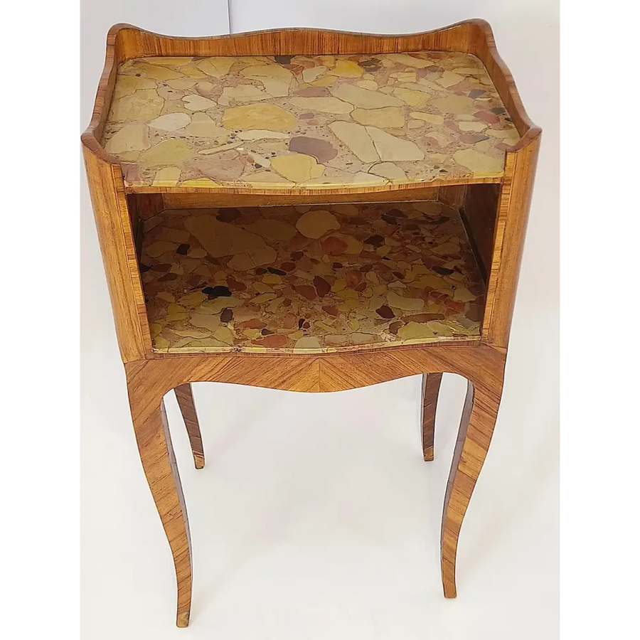 Beistelltisch - Louis XV - Eiche Holz Rosenholz Marmor