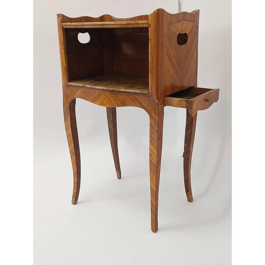 Beistelltisch - Louis XV - Eiche Holz Rosenholz Marmor