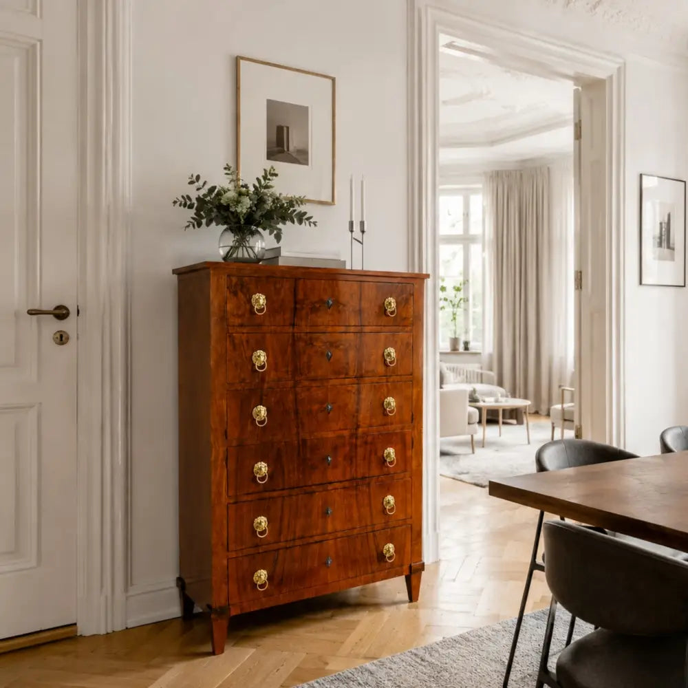 Biedermeier Kommode mit 6 Schubladen Nussbaum 1830 - kommode