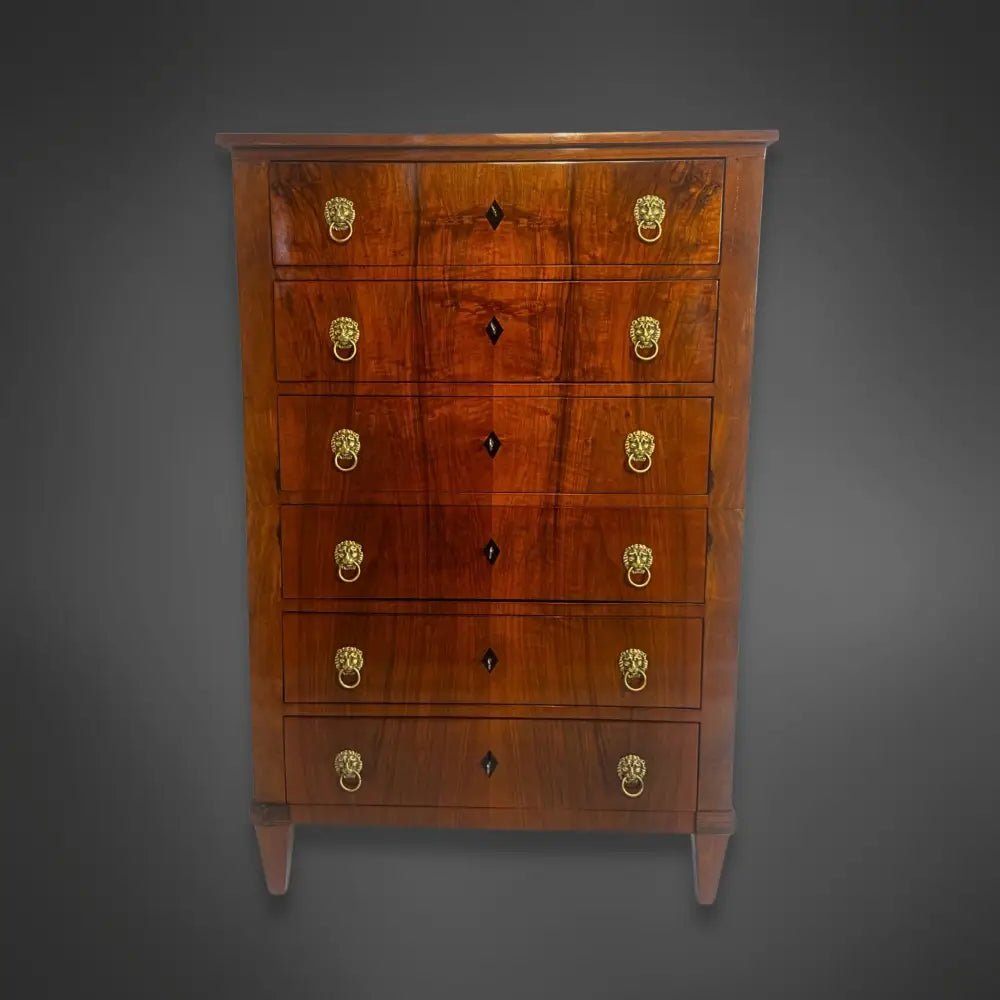 Biedermeier Kommode mit 6 Schubladen Nussbaum 1830 - kommode