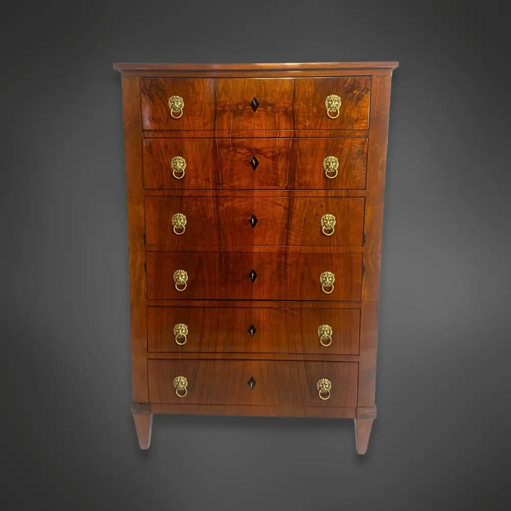 Biedermeier Kommode mit 6 Schubladen Nussbaum 1830 - kommode