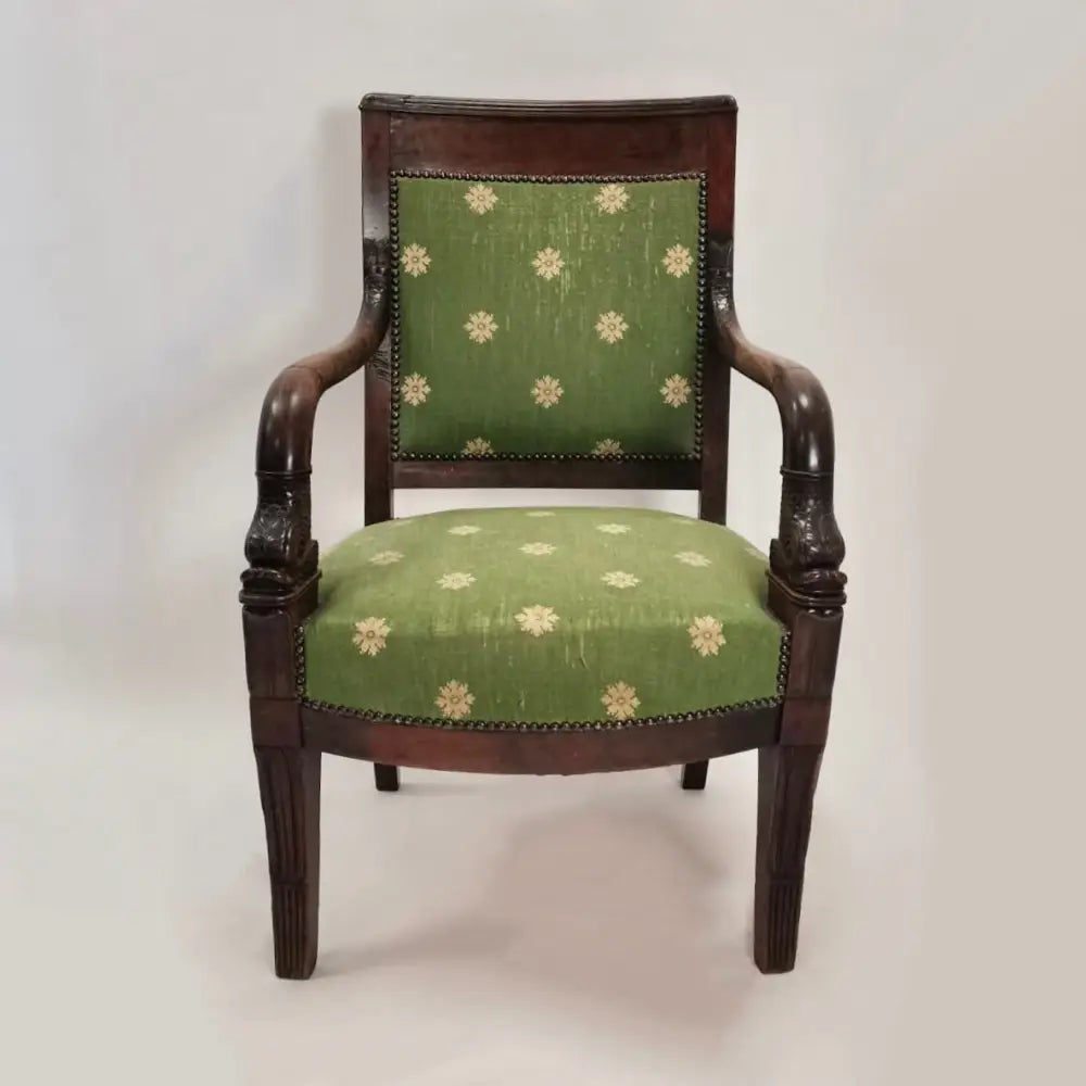 Empire Sessel mit Delphinköpfe in Mahagoni - Sessel