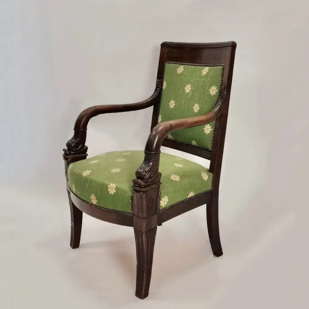Empire Sessel mit Delphinköpfe in Mahagoni - Sessel