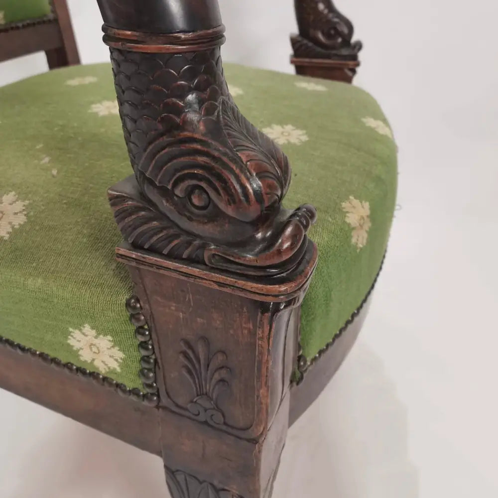 Empire Sessel mit Delphinköpfe in Mahagoni - Sessel
