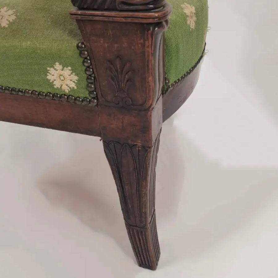 Empire Sessel mit Delphinköpfe in Mahagoni - Sessel