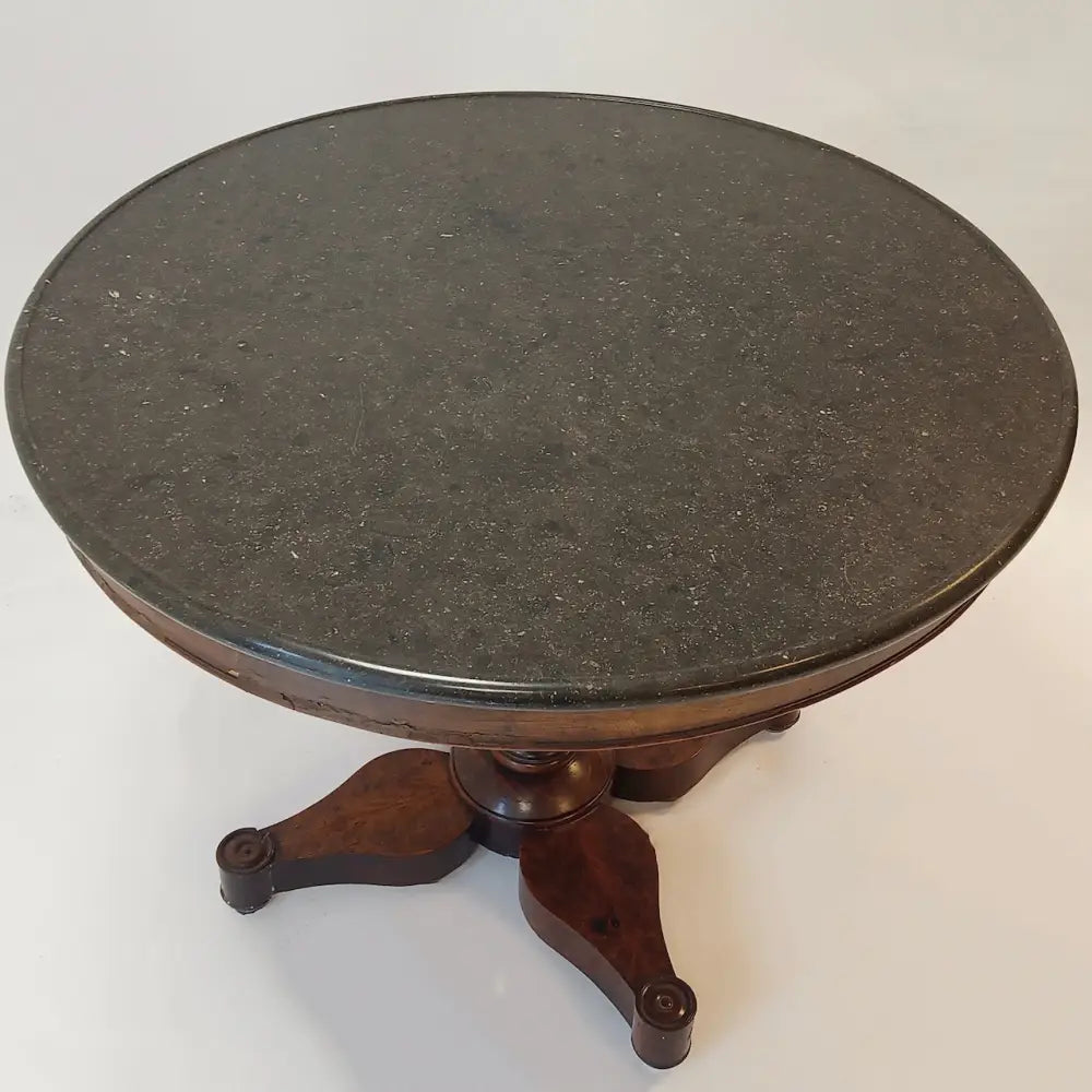 Runder Empire-Tisch mit Originaler Marmorplatte - Möbel