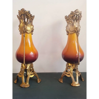 Französische Jugendstil-Keramikvase mit Metallmontierung