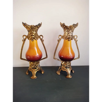 Französische Jugendstil-Keramikvase mit Metallmontierung