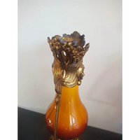 Französische Jugendstil-Keramikvase mit Metallmontierung