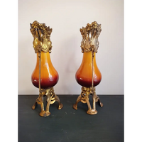 Französische Jugendstil-Keramikvase mit Metallmontierung