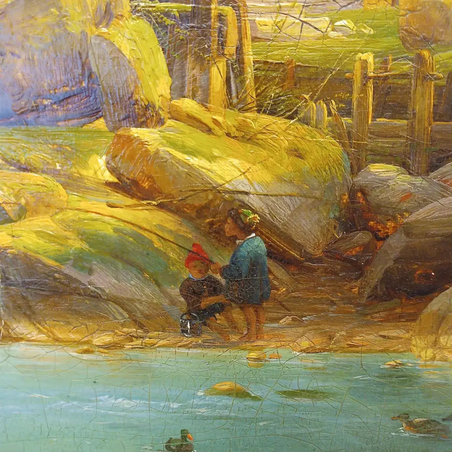 Mühle am Fluss - Johann Adolf Lasinsky signiert - Bilder