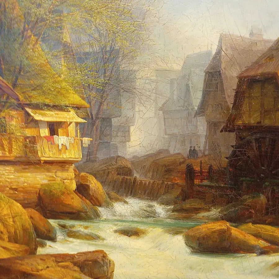 Mühle am Fluss - Johann Adolf Lasinsky signiert - Bilder