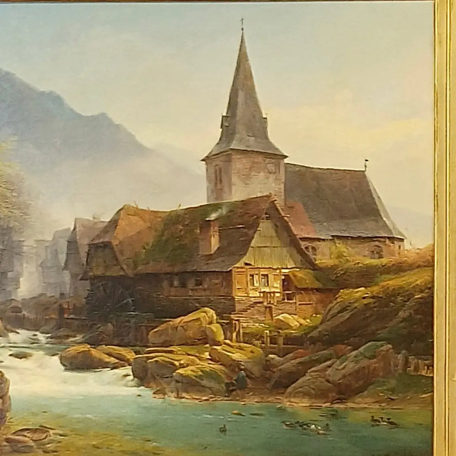 Mühle am Fluss - Johann Adolf Lasinsky signiert - Bilder