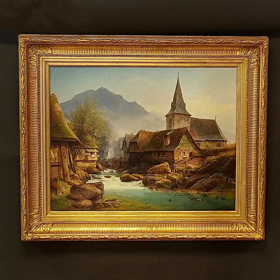 Mühle am Fluss - Johann Adolf Lasinsky signiert - Bilder