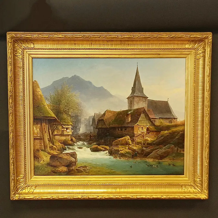 Mühle am Fluss - Johann Adolf Lasinsky signiert - Bilder