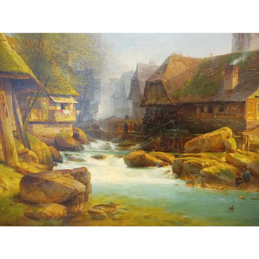 Mühle am Fluss - Johann Adolf Lasinsky signiert - Bilder
