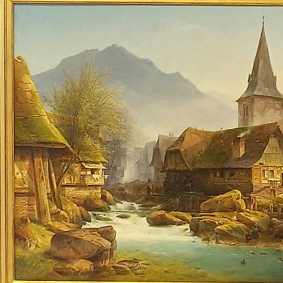 Mühle am Fluss - Johann Adolf Lasinsky signiert - Bilder