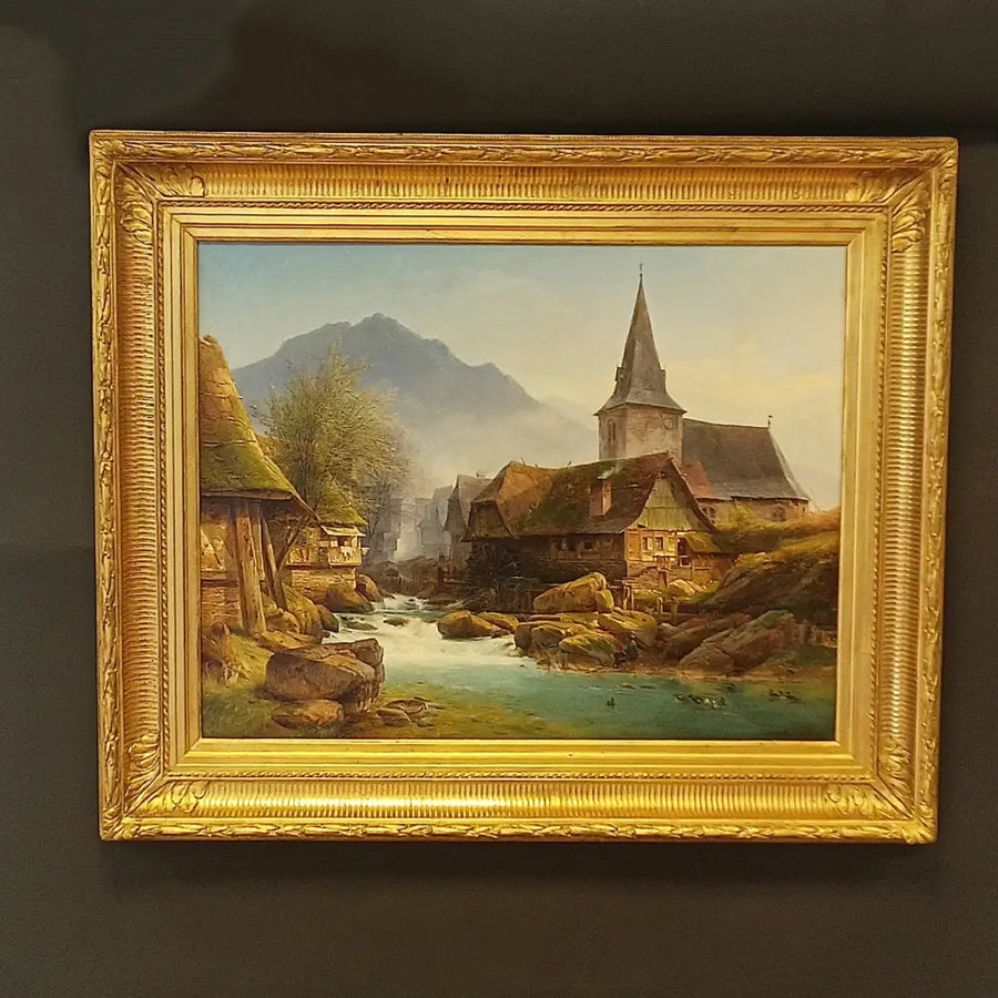 Mühle am Fluss - Johann Adolf Lasinsky signiert - Bilder