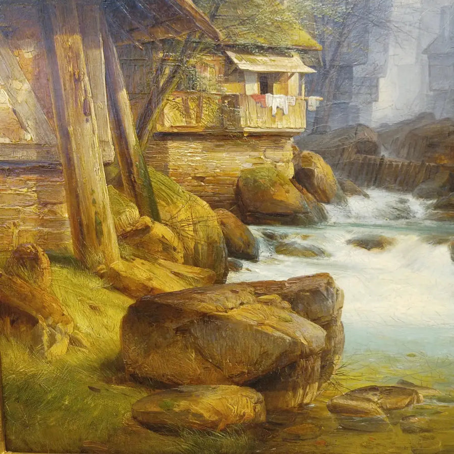 Mühle am Fluss - Johann Adolf Lasinsky signiert - Bilder