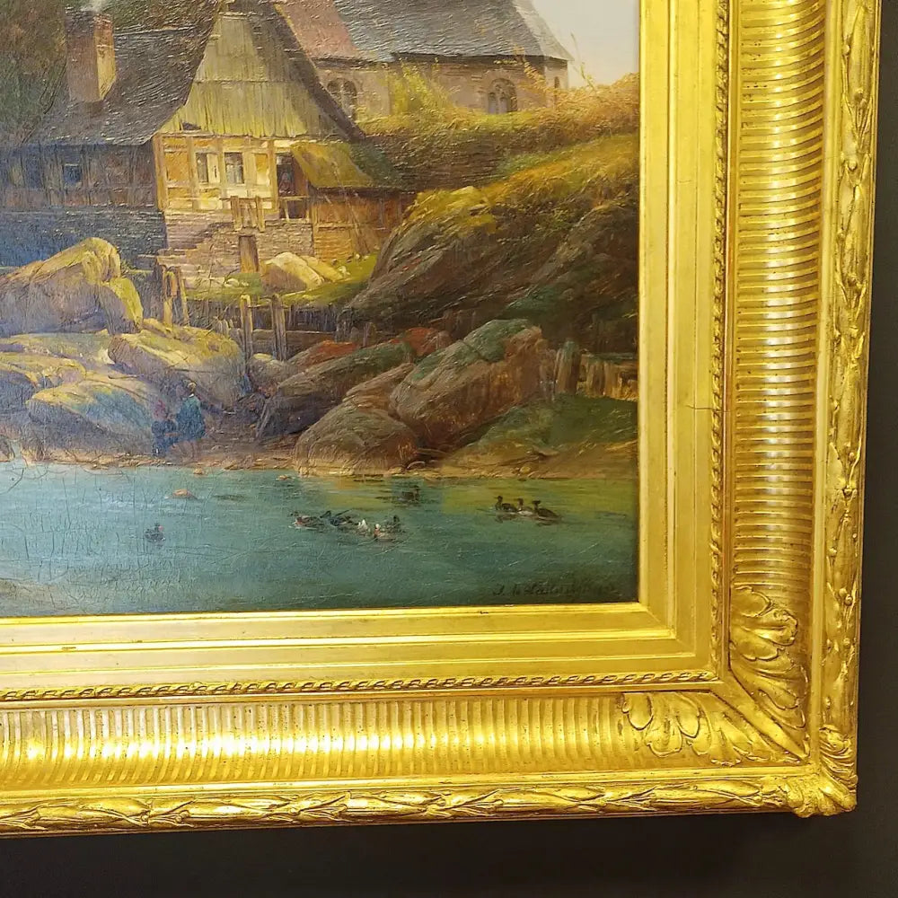 Mühle am Fluss - Johann Adolf Lasinsky signiert - Bilder