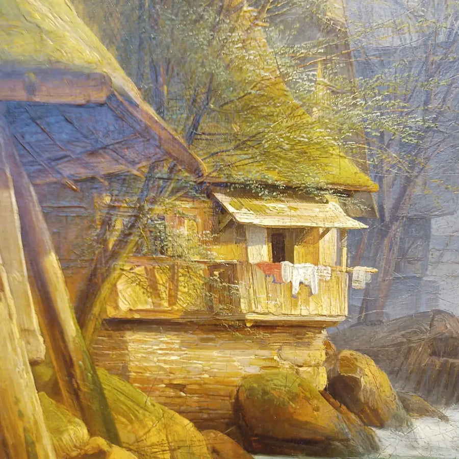 Mühle am Fluss - Johann Adolf Lasinsky signiert - Bilder