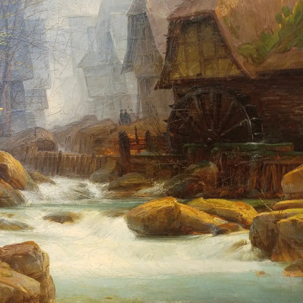 Mühle am Fluss - Johann Adolf Lasinsky signiert - Bilder