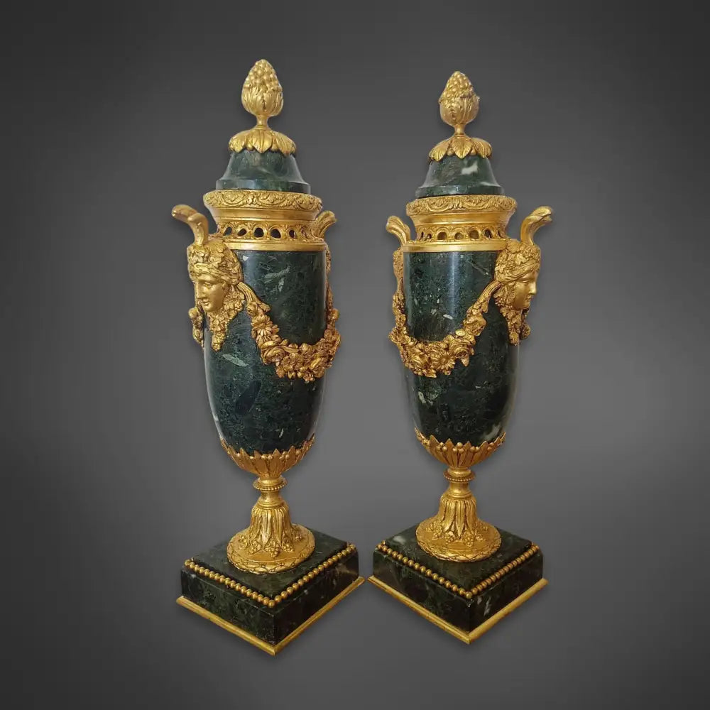 Paar Cassoletten im Louis-XVI-Stil grüner Marmor