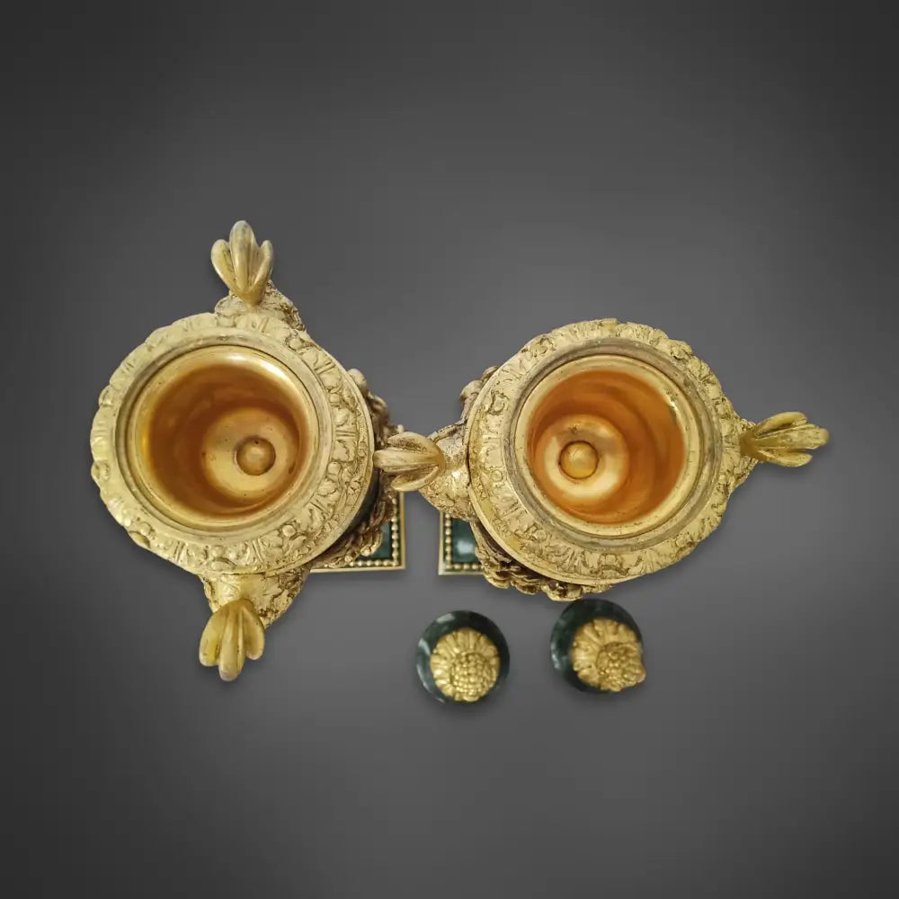 Paar Cassoletten im Louis-XVI-Stil grüner Marmor