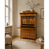 Biedermeier-Sekretär mit Spitzgiebel kirschbaumfurniert