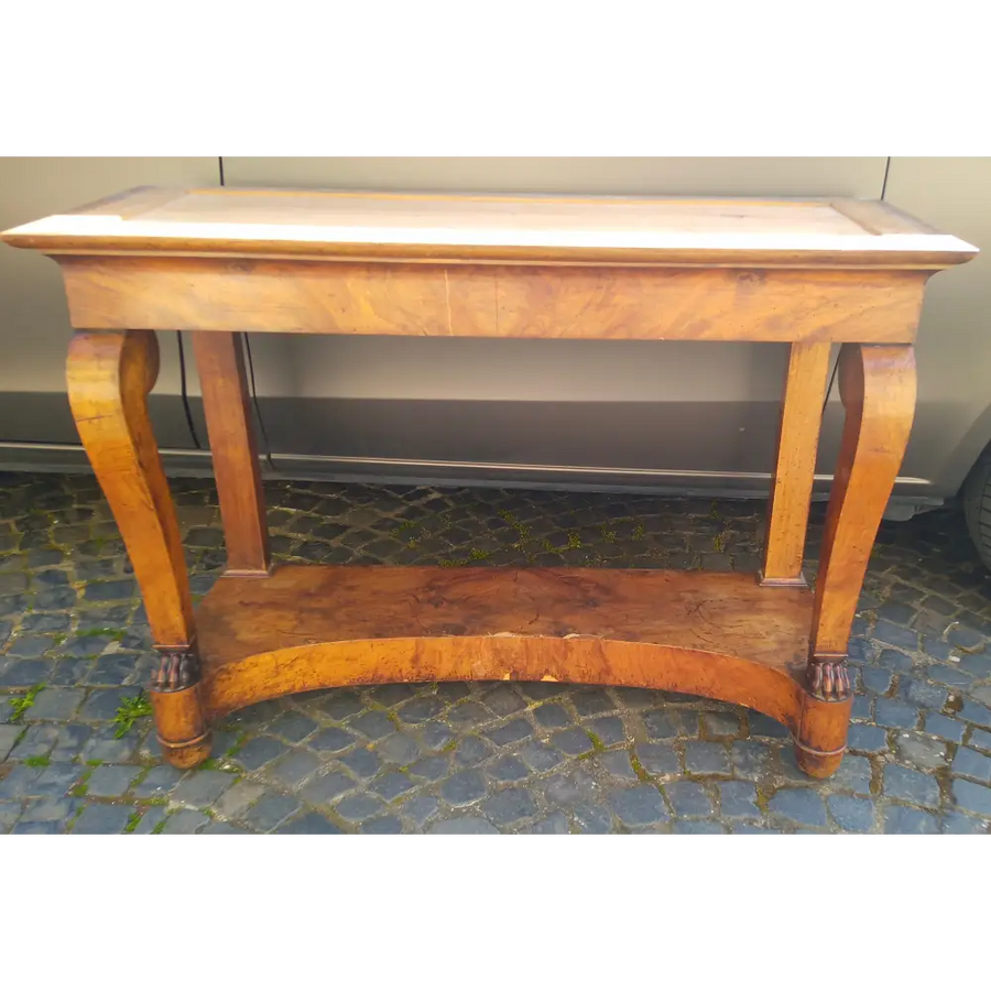Konsole mit Löwentatzen in Nussbaum um 1810 - Möbel