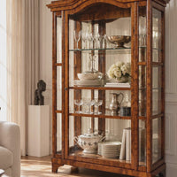 Dreiseitig verglaste Biedermeier-Vitrine aus Nussbaum, 2. Hälfte 19. Jahrhundert
