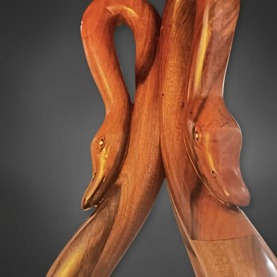 Seltener Biedermeier Nussbaum Beistelltisch mit Schwänen