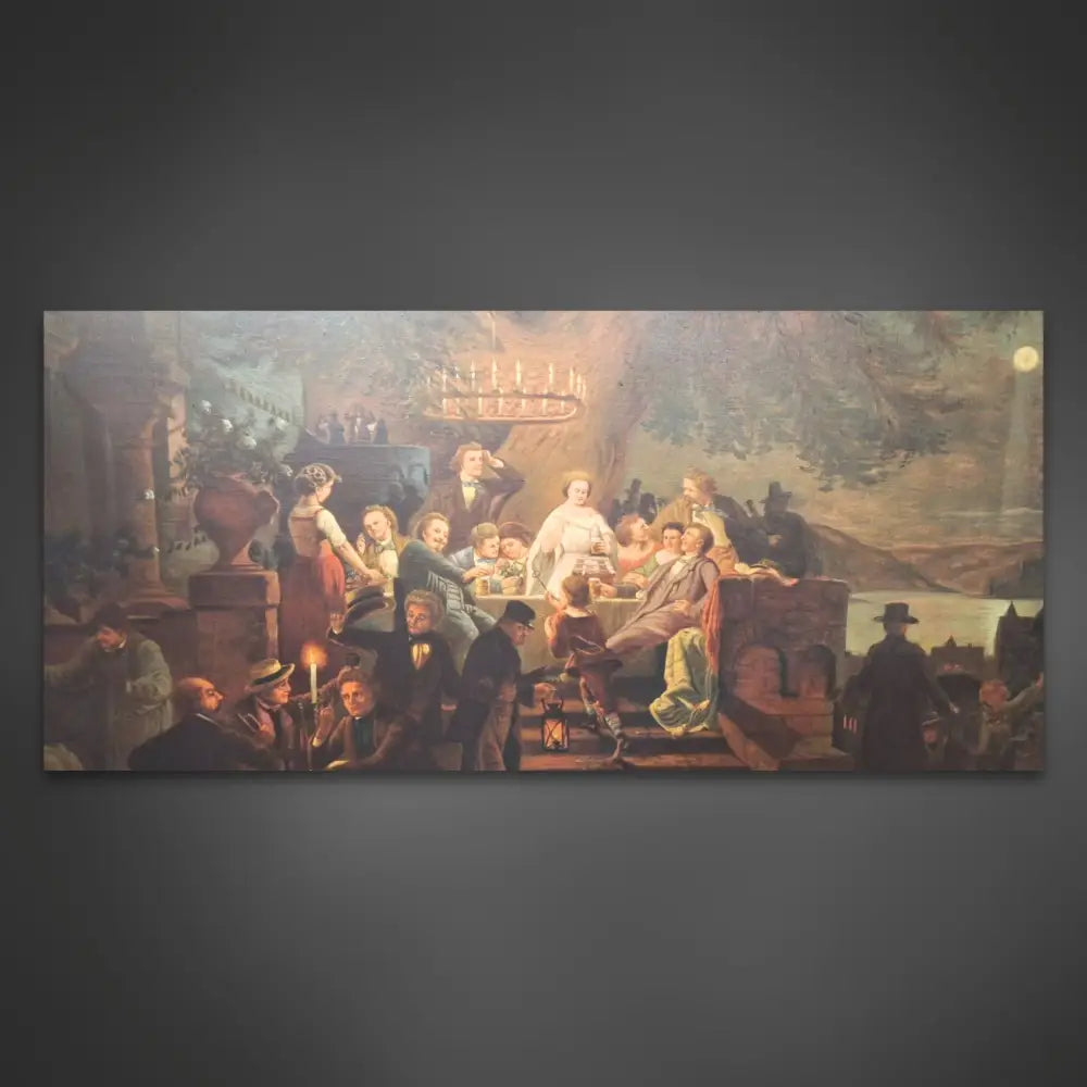 Ölgemälde auf Leinwand - Sommer Nacht am Rhein von Josef