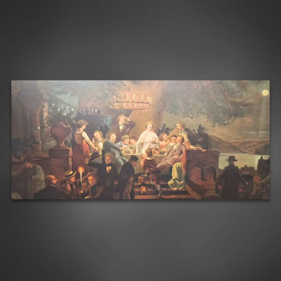 Ölgemälde auf Leinwand - Sommer Nacht am Rhein von Josef