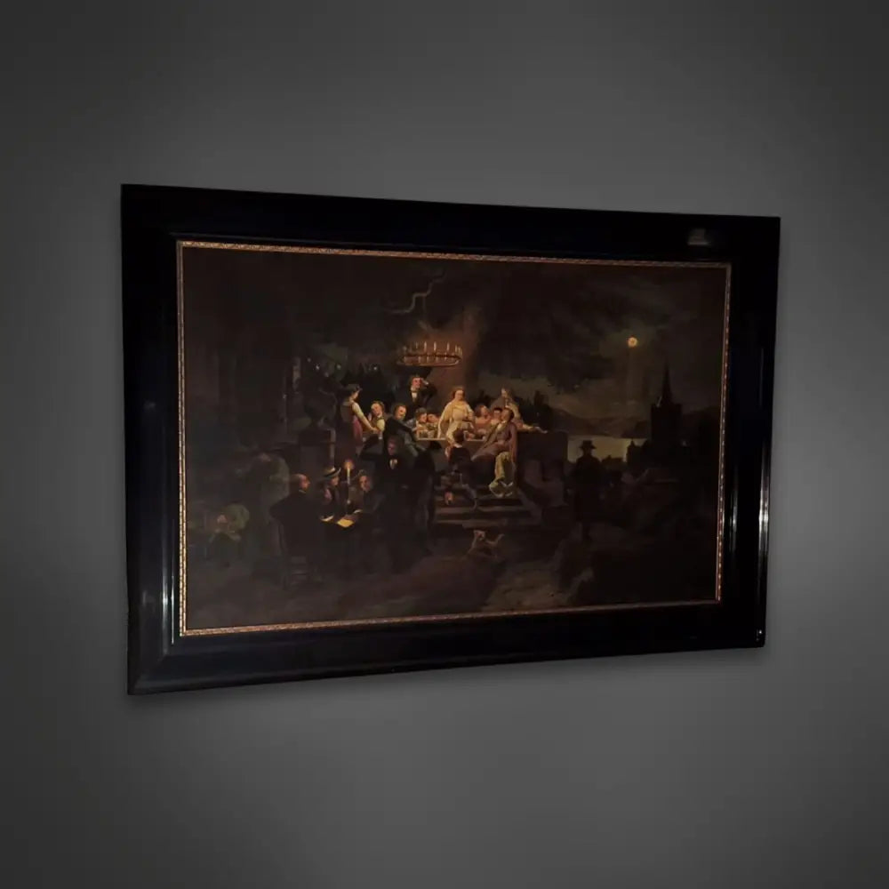 Ölgemälde auf Leinwand - Sommer Nacht am Rhein von Josef