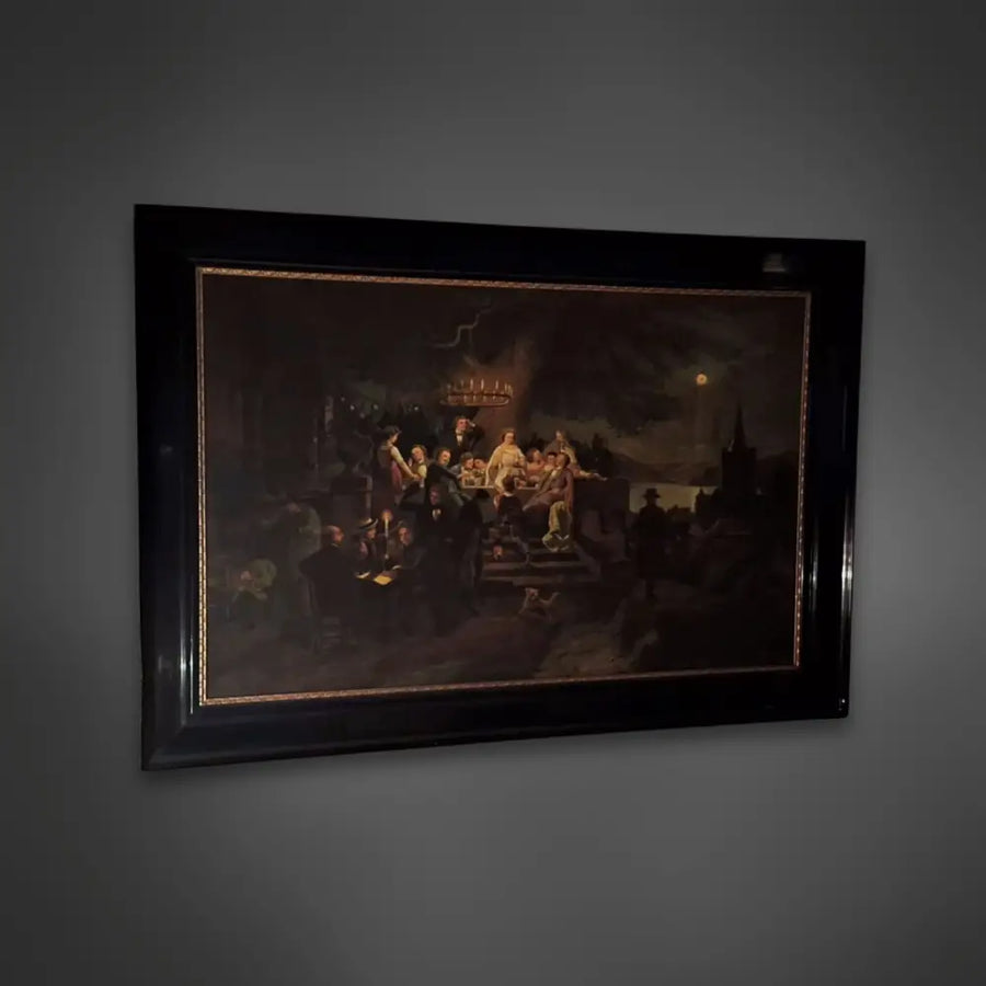 Ölgemälde auf Leinwand - Sommer Nacht am Rhein von Josef