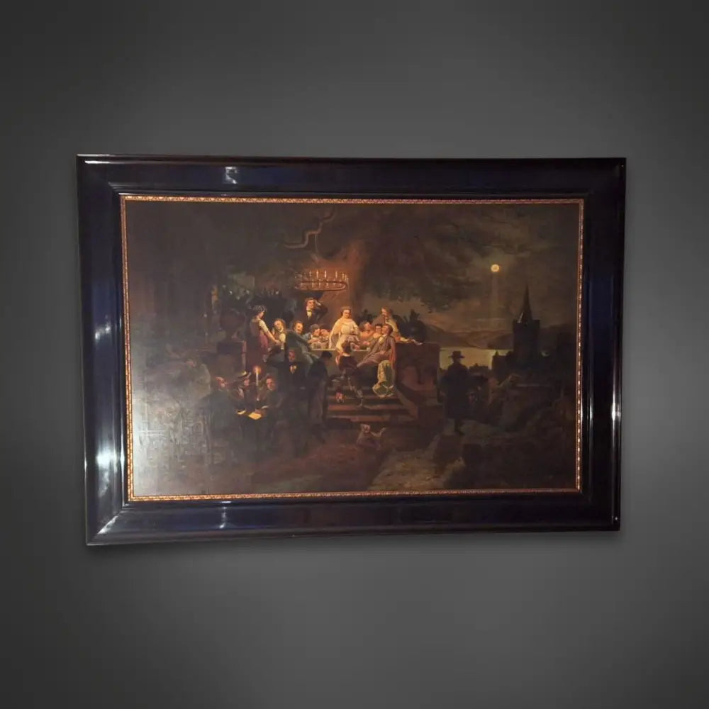 Ölgemälde auf Leinwand - Sommer Nacht am Rhein von Josef