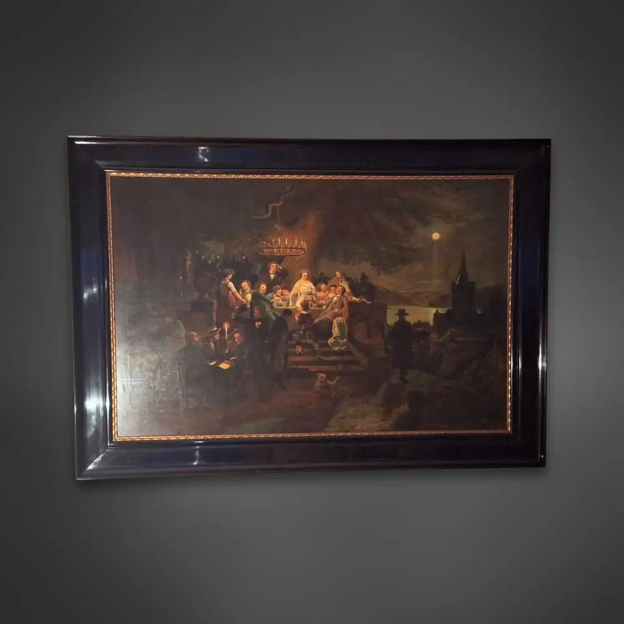 Ölgemälde auf Leinwand - Sommer Nacht am Rhein von Josef